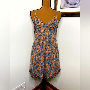 Trixxi summer dress, size L, black white and orange flowers